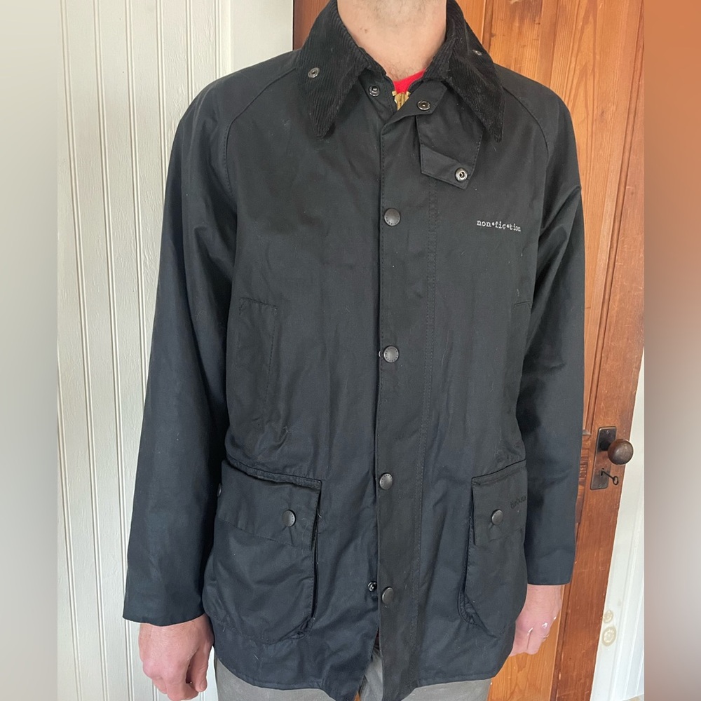 Authentic Barbour Bedale Black Men's Jacket with black corduroy collar